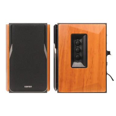 Edifier 42-Watt-Continuous Bluetooth Professional R1380DB Powered Bookshelf Speaker Set with 4-In. Woofers, RCA/Optical and Remote, Pair (Brown)