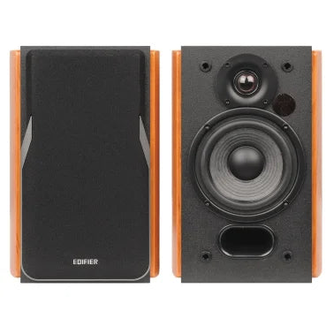 Edifier 42-Watt-Continuous Bluetooth Professional R1380DB Powered Bookshelf Speaker Set with 4-In. Woofers, RCA/Optical and Remote, Pair (Brown)