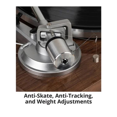 Dayton Audio Bluetooth 2-Speed Belt-Drive Turntable with USB and Audio-Technica AT-VM95E Cartridge (Brown)