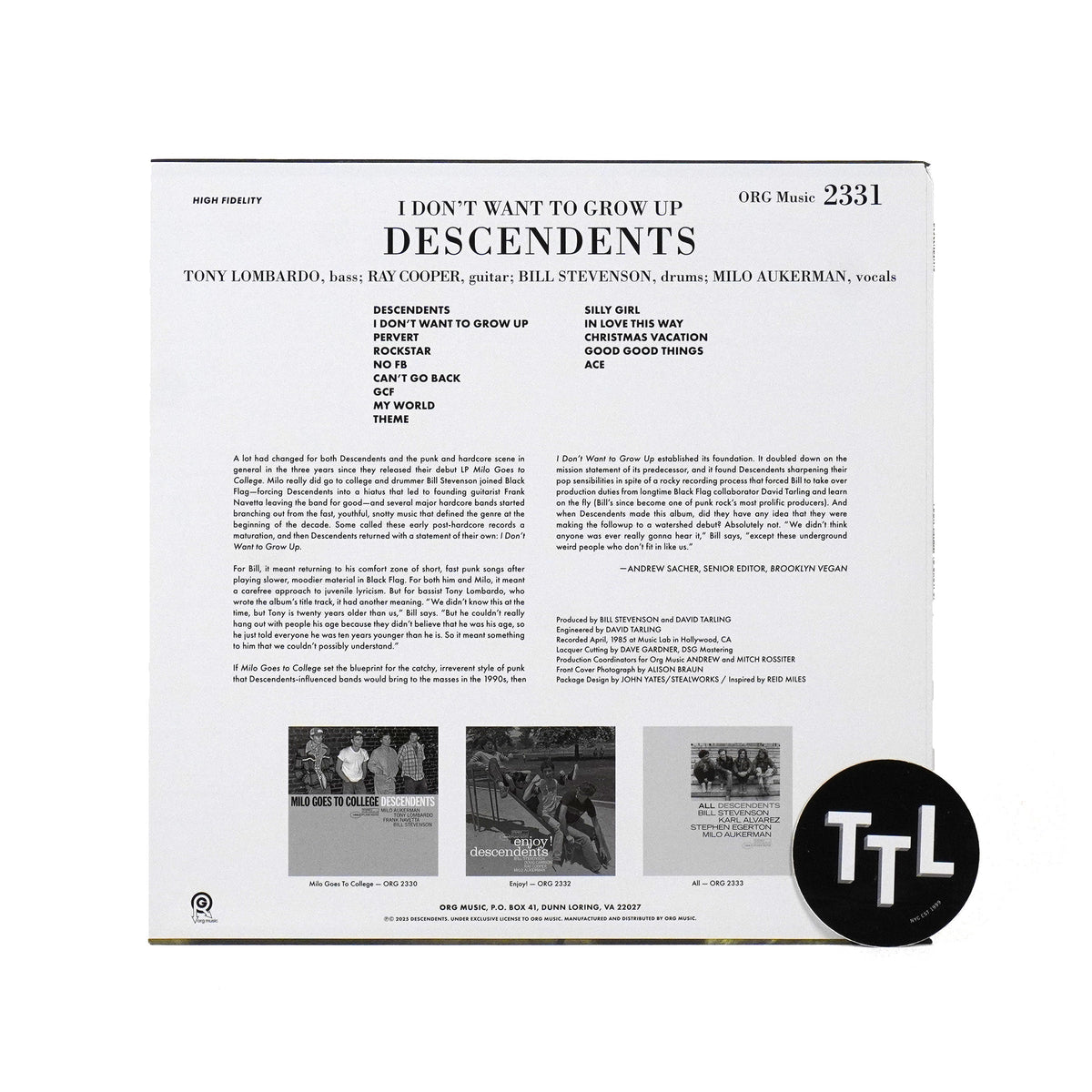 Descendents: I Don't Want To Grow Up - Punk Note Edition